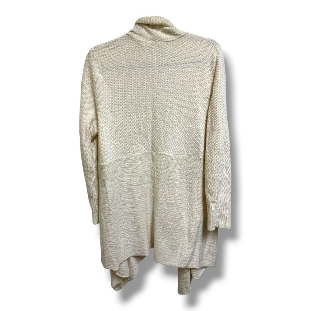 Chico's Cream Gold Metallic Open Front Draped Cardigan Sweater Size 2 Large - Picture 4 of 8